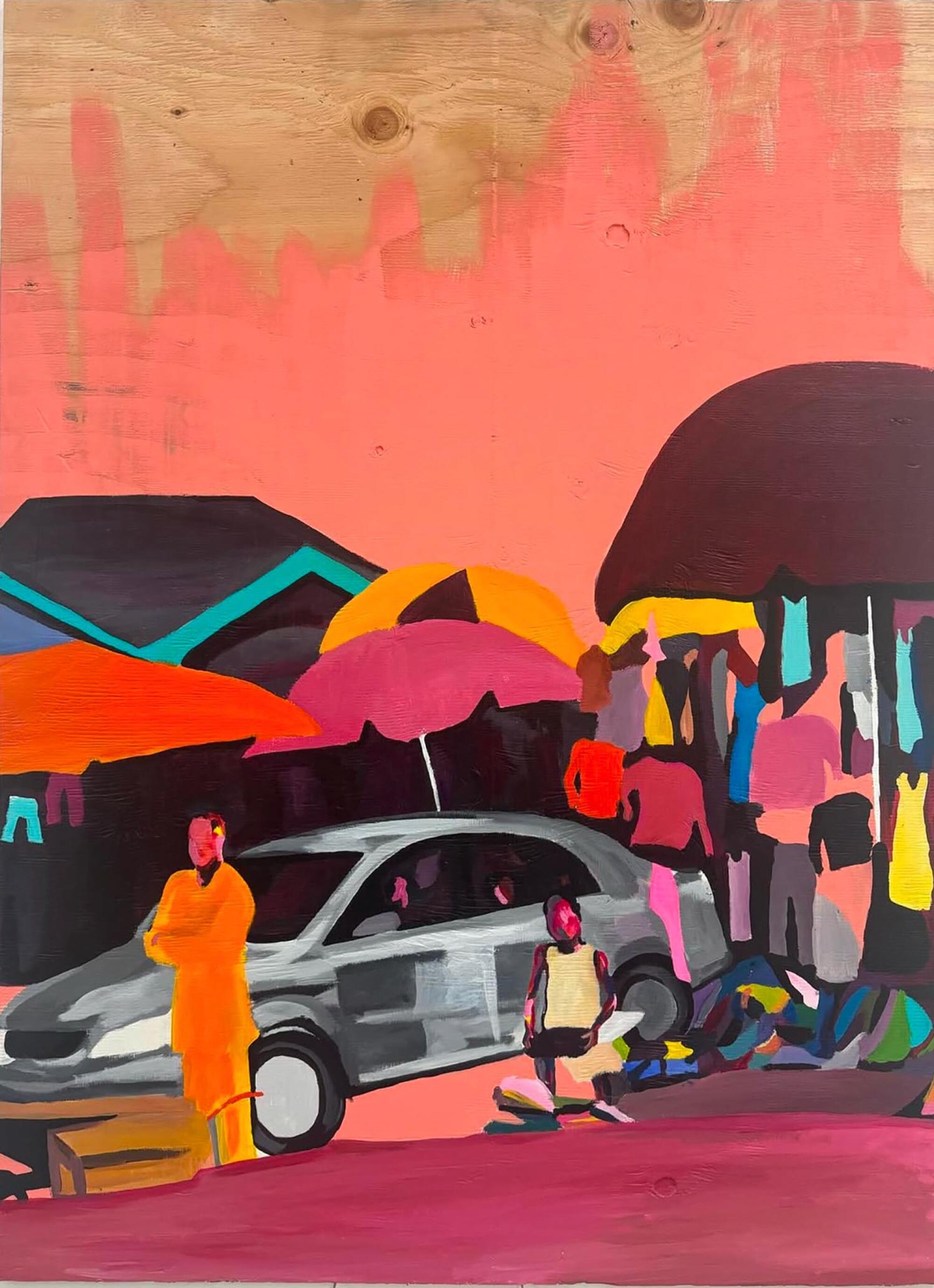 Le Marché Painting by Kader Amkpa