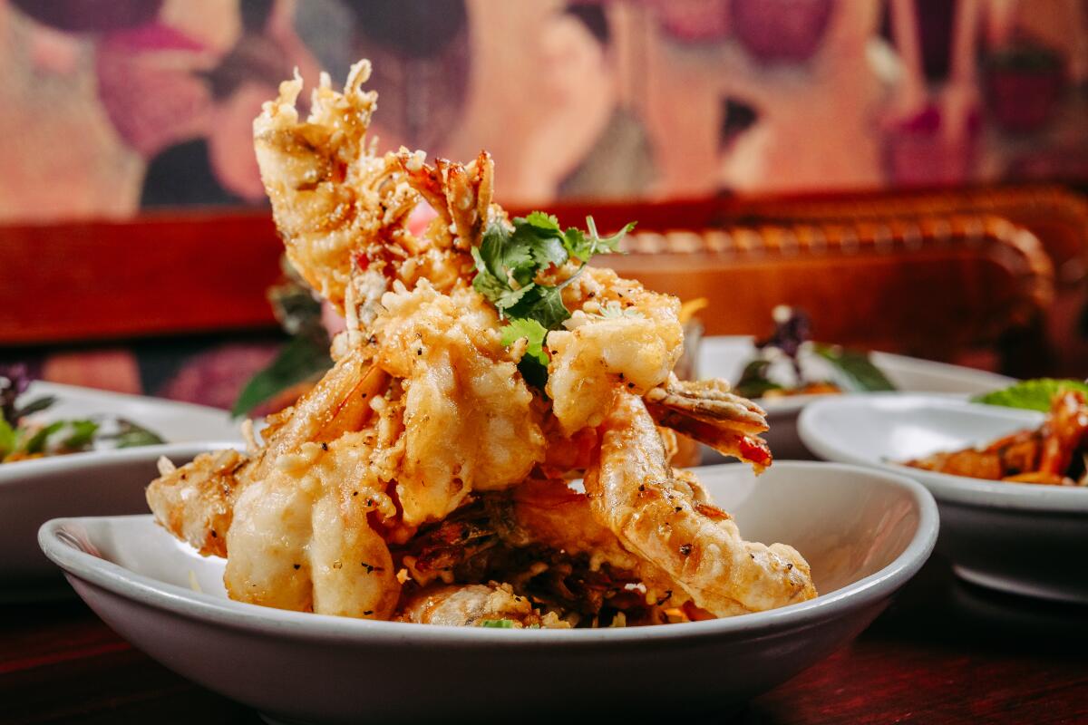 Crispy prawns from Lotus of Siam