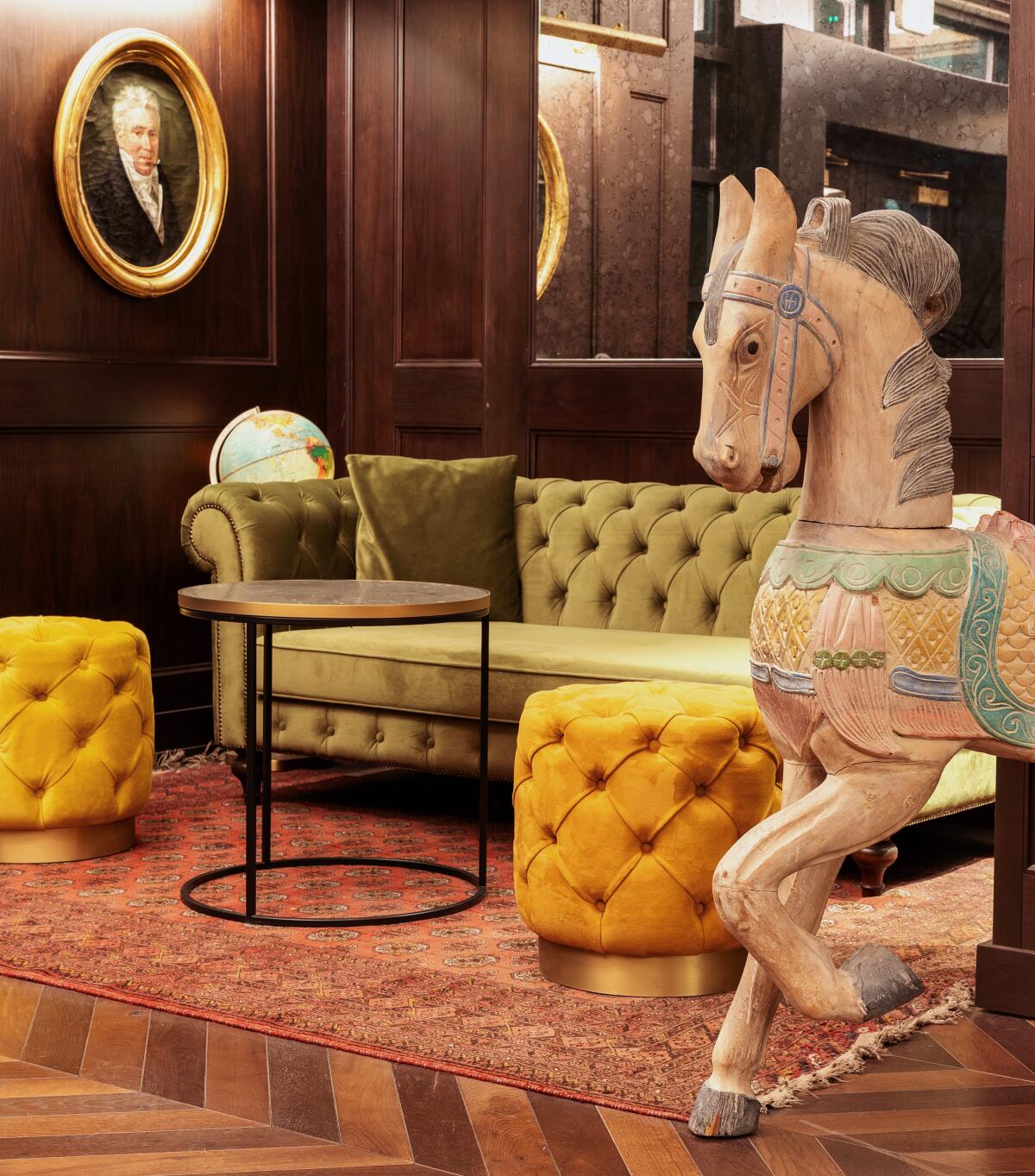 The Whisky Hotel, whose wood-paneled interior is shown here, opened in Hollywod in March.