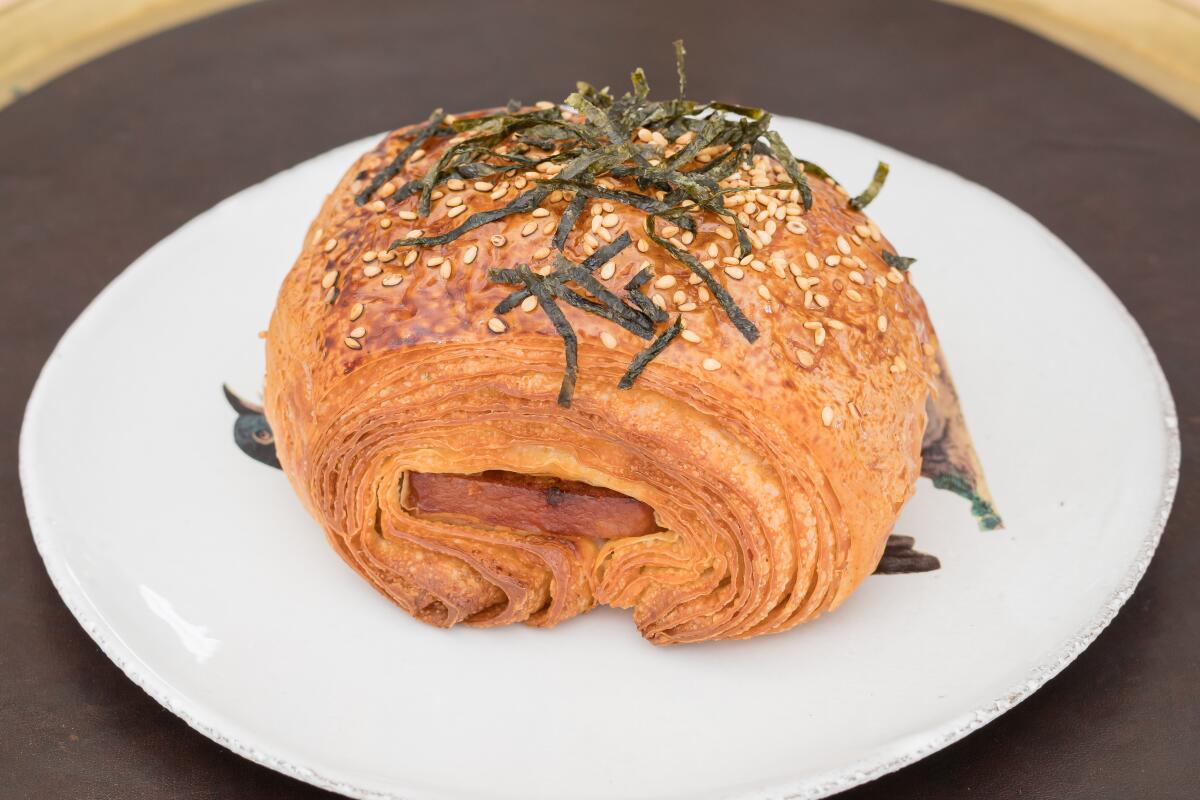 Spam musubi croissant from Sugarbloom Bakery.