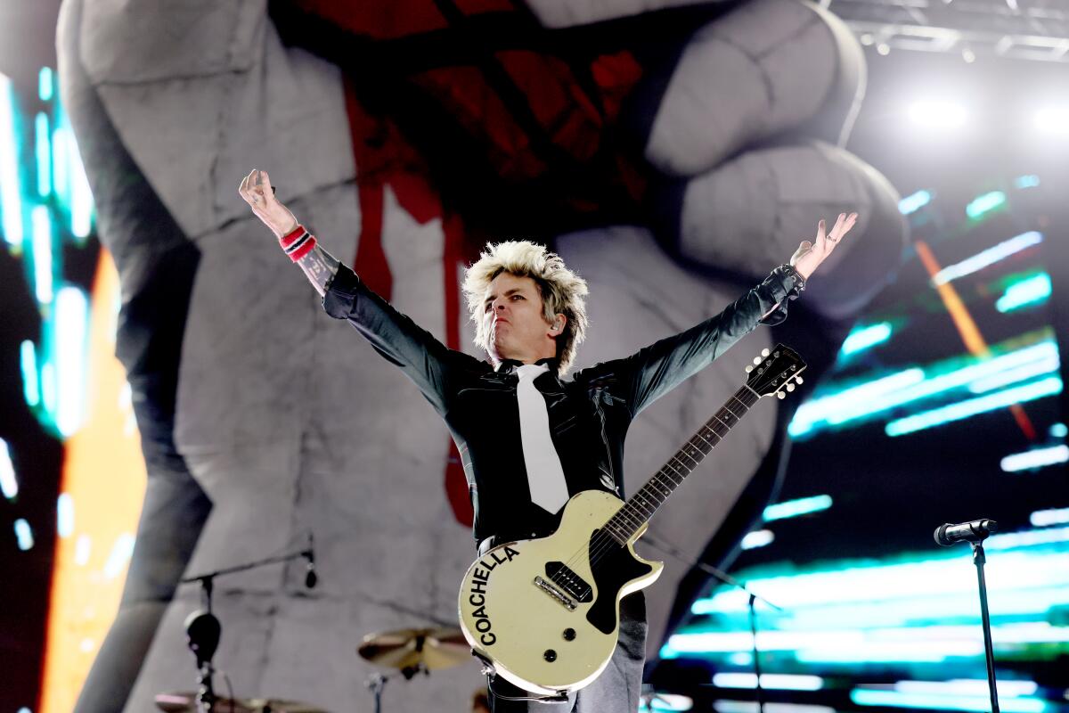 Billie Joe Armstrong of Green Day performs at the Coachella main stage.