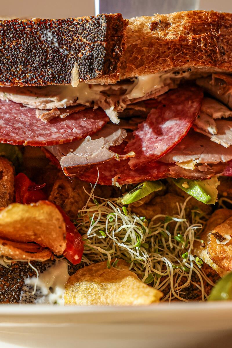 A unique sandwich crafted by Lauren Lemos at Wax Paper in Chinatown.