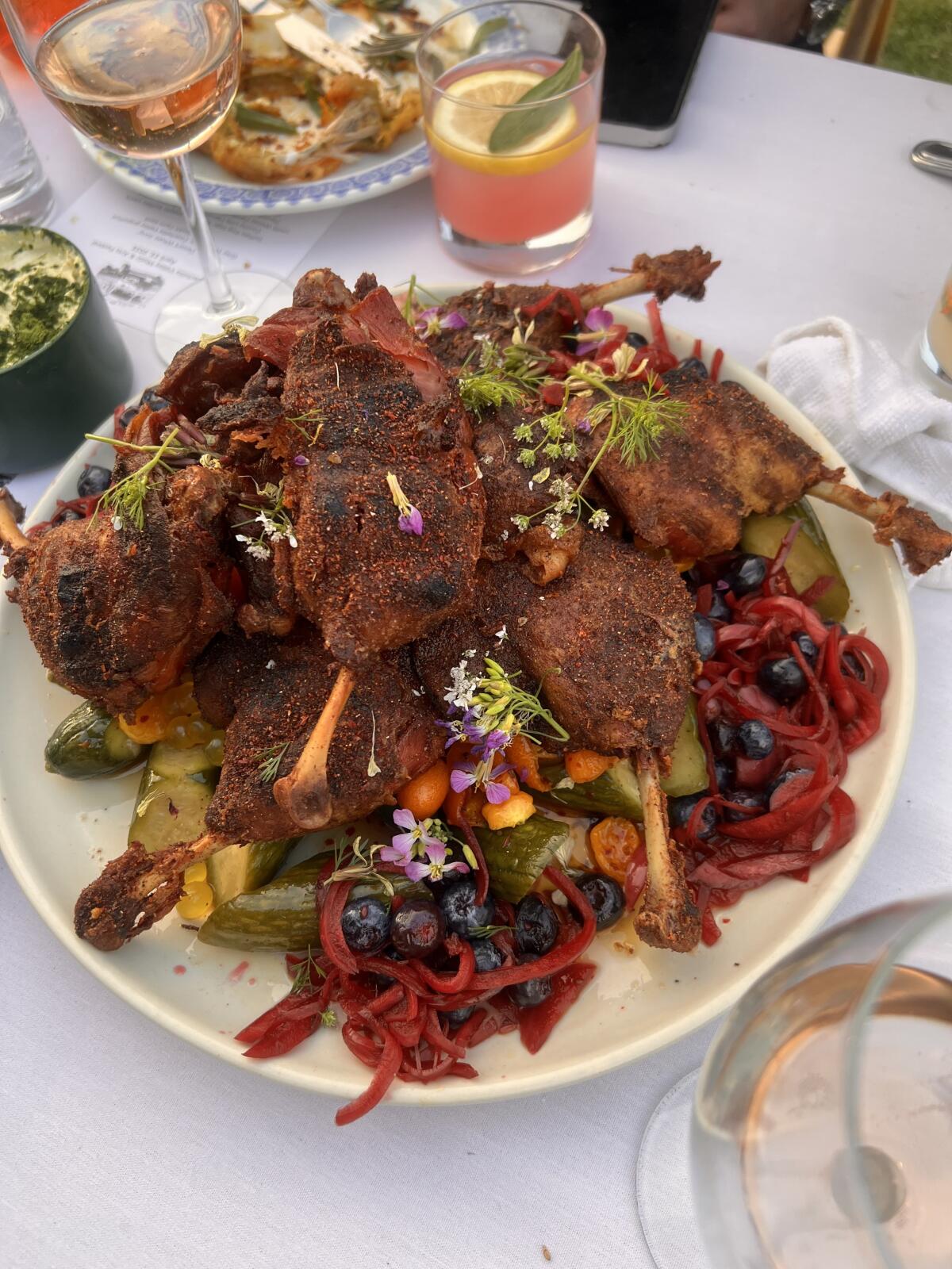 A dish with duck legs.