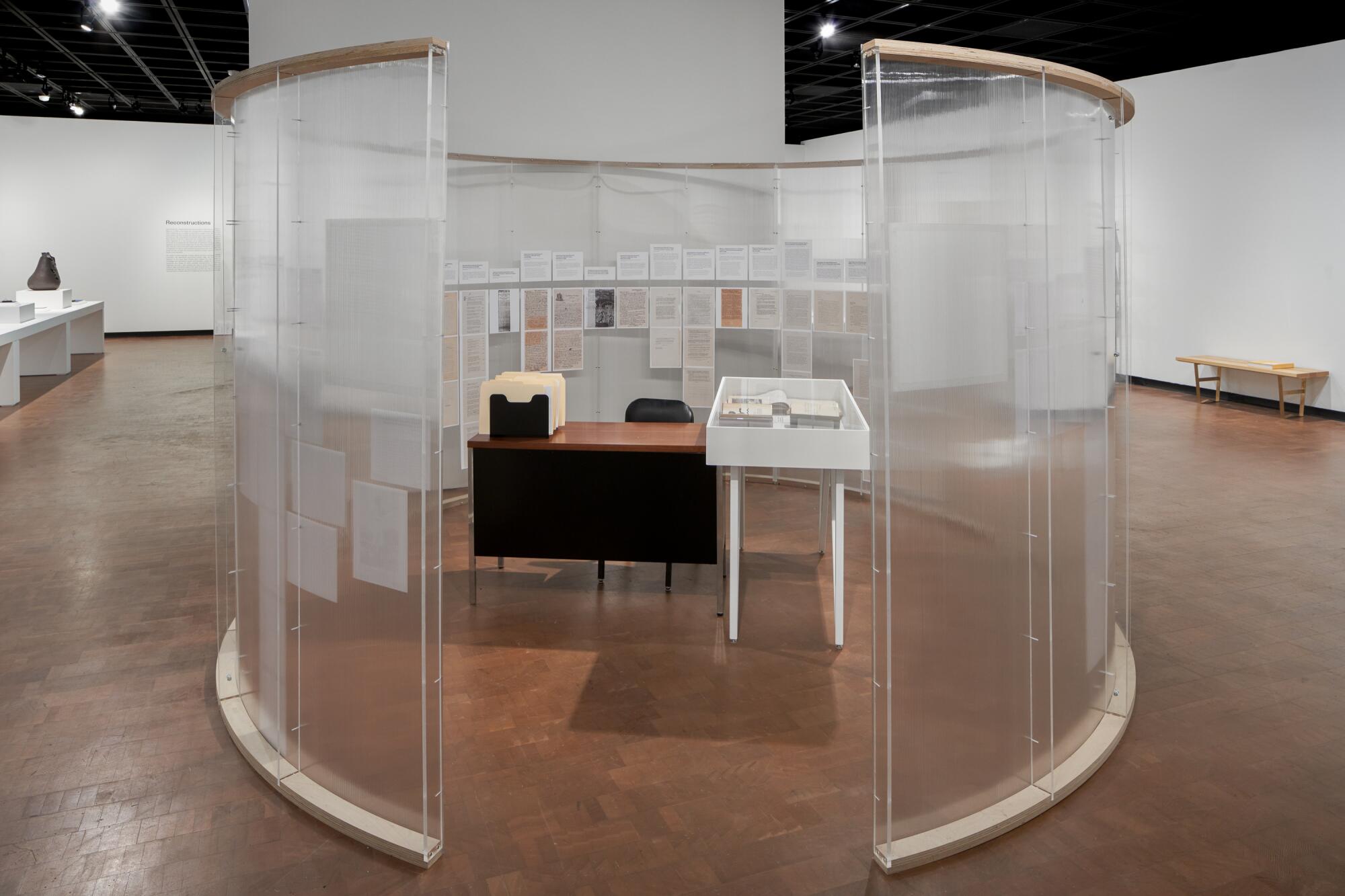 Installation view, Gala Porras-Kim: "The weight of a patina of time," 2023, Fowler Museum at UCLA