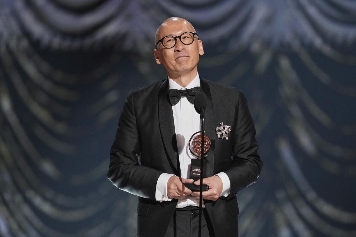 Francis Jue accepts his Tony for featured actor in a play for "Yellow Face."