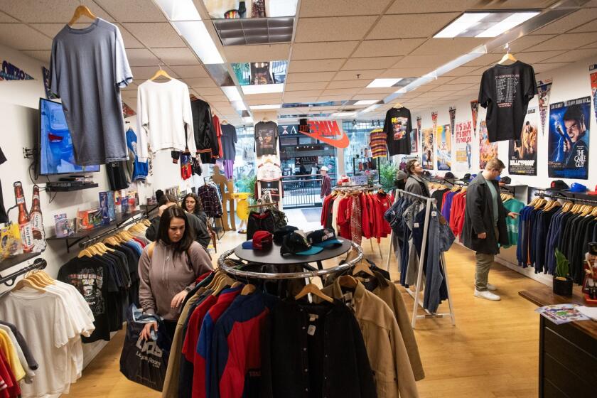 Shoppers browse a clothing store in Columbus, Ohio.