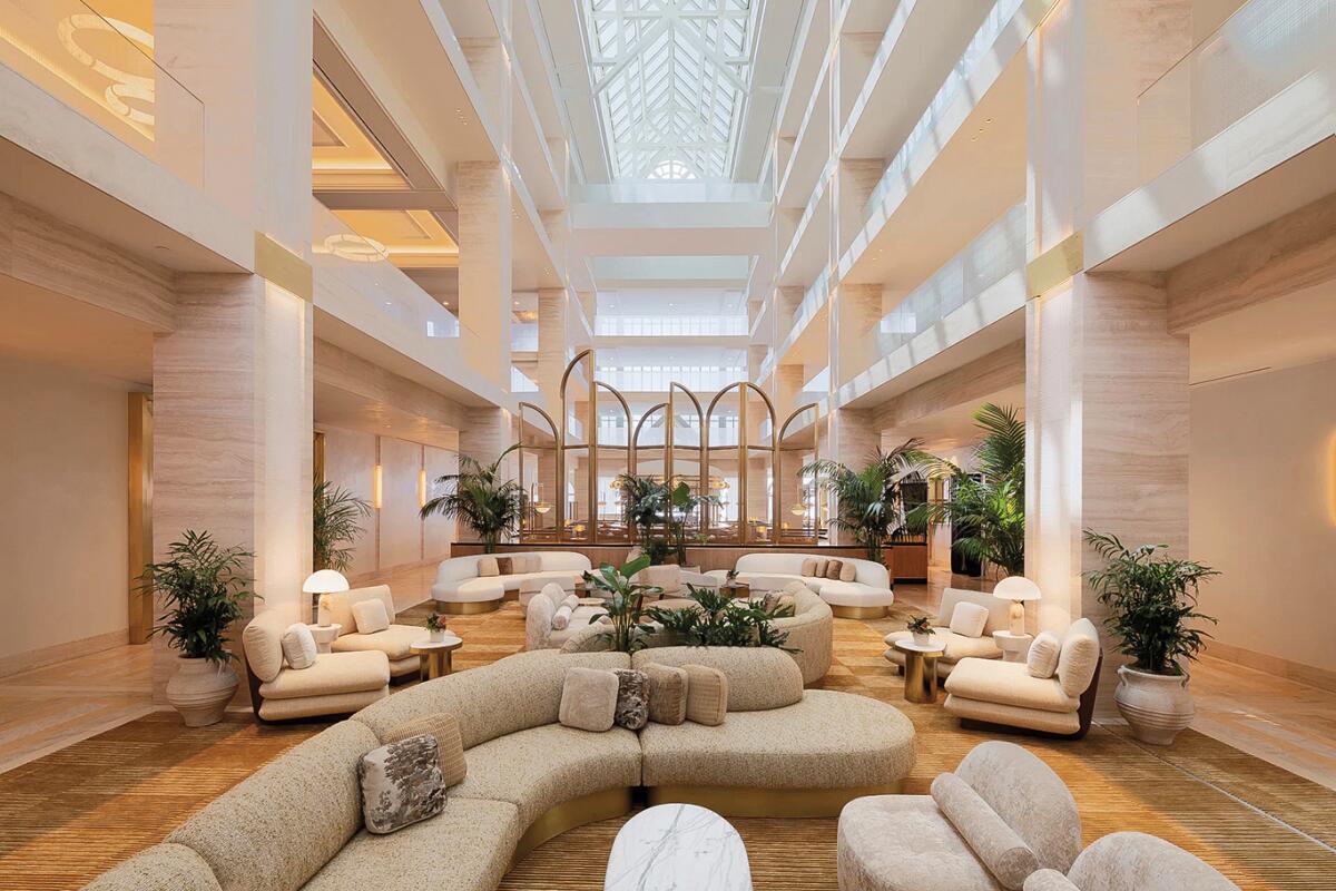 Interior view of hotel lobby at Regent Santa Monica Beach