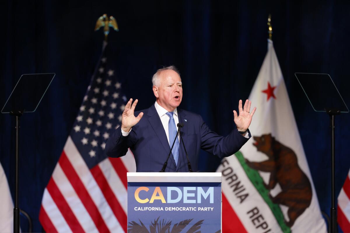Minnesota Gov. Tim Walz at a podium