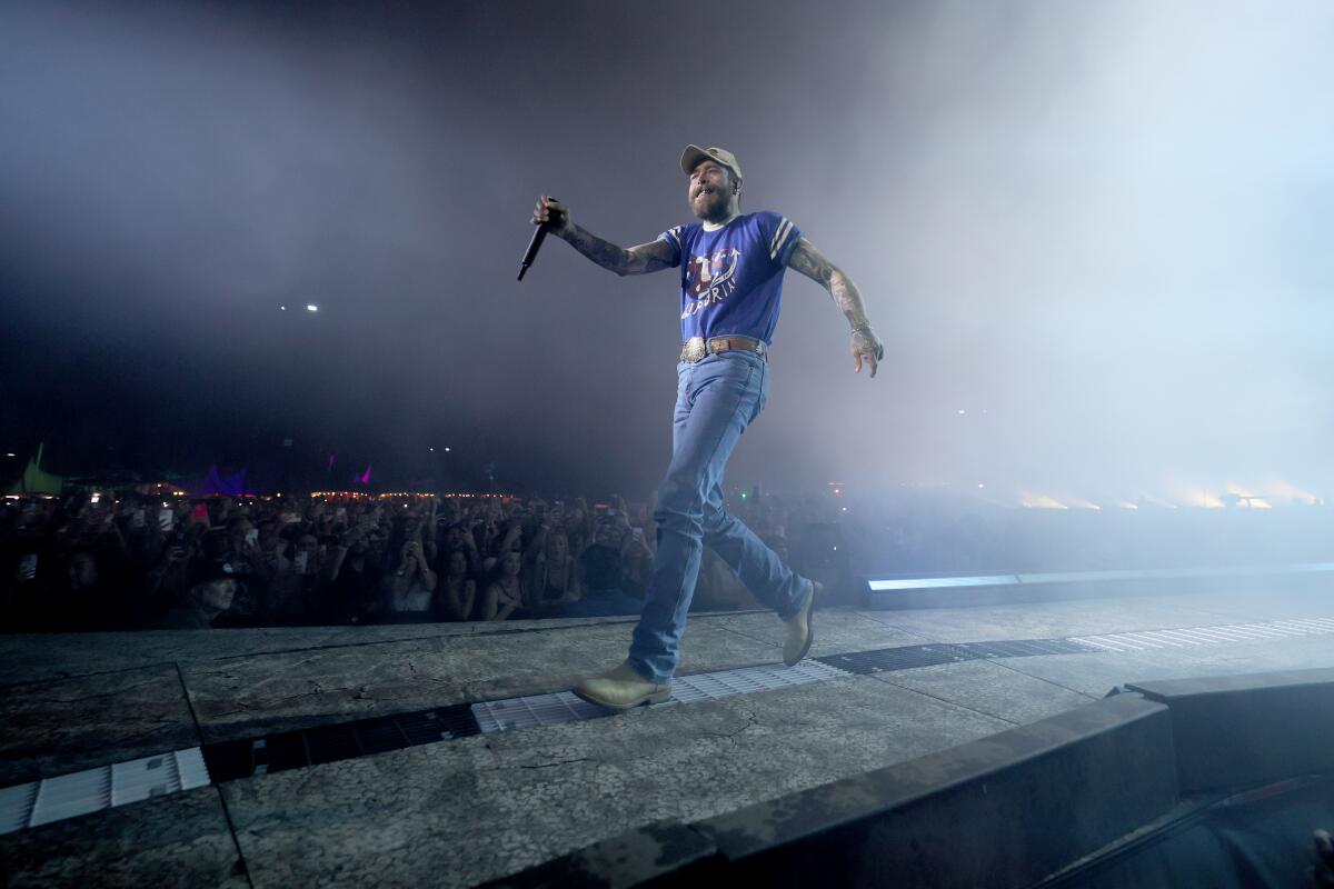 Post Malone performs on the Coachella main stage